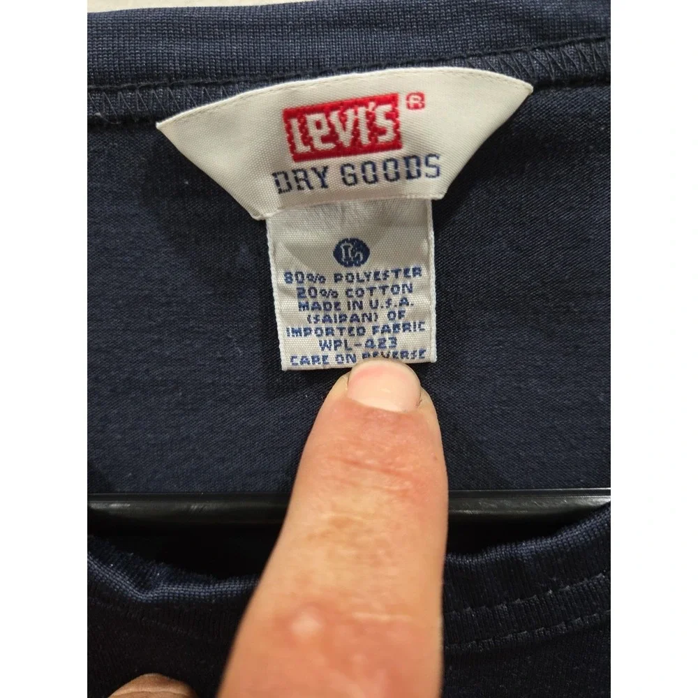 Levi's Dry Goods Long Sleeve Jersey T-Shirt Top sz Large 53  Blue USA pre-LVC